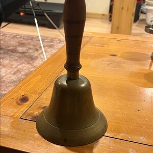 Vintage Brass Hand Bell with Wooden Handle 19th century
